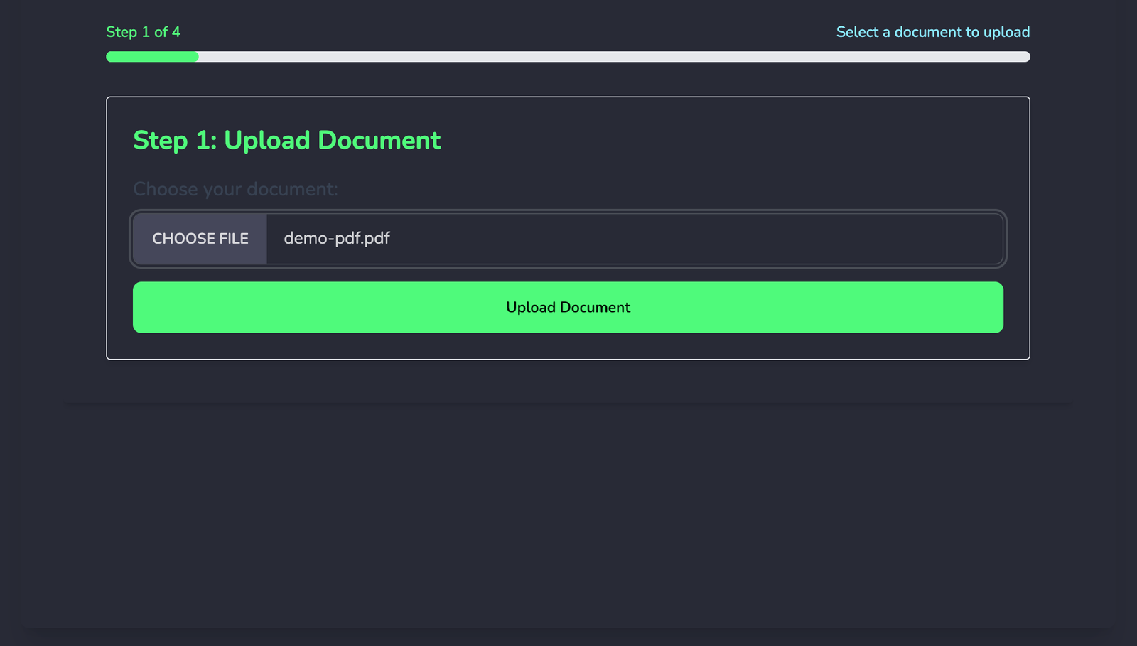 Upload Document Screen