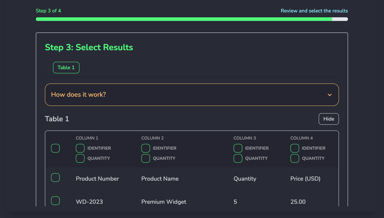 Review Results Screen